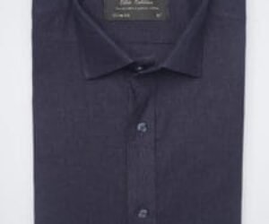 Navy Blue Plain, Elite Edition, French Collar Men’s Formal Shirt